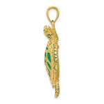 14K Yellow Gold 3-D Enameled Sea Turtle Pendant - Product Photo