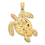 14K Yellow Gold 3-D Enameled Sea Turtle Pendant - Product Photo