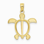 10K / 14K Yellow with Rhodium with Rhodium Turtle Pendant - Product Photo