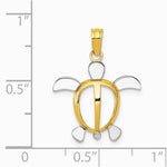 10K / 14K Yellow with Rhodium with Rhodium Turtle Pendant - Product Photo