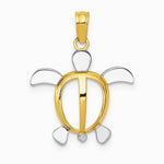 10K / 14K Yellow with Rhodium with Rhodium Turtle Pendant - Product Photo