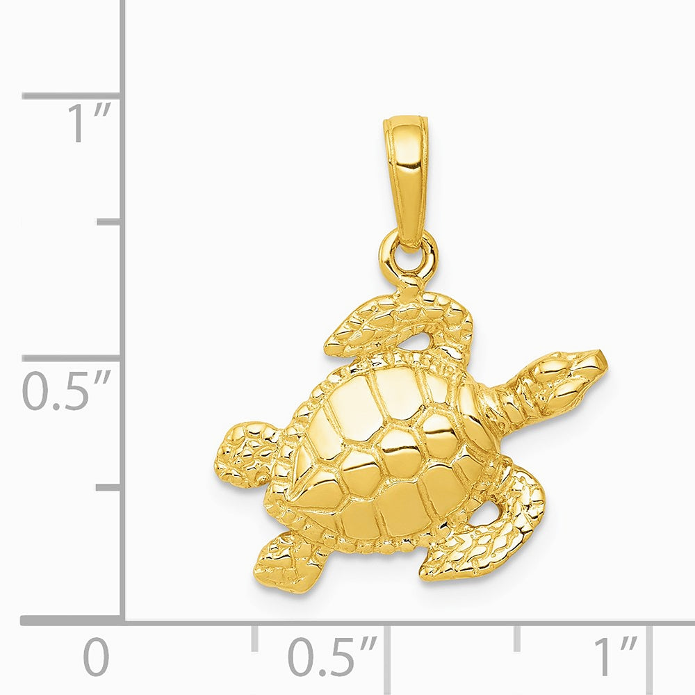 10K / 14K Yellow Gold Turtle Pendant - Product Photo