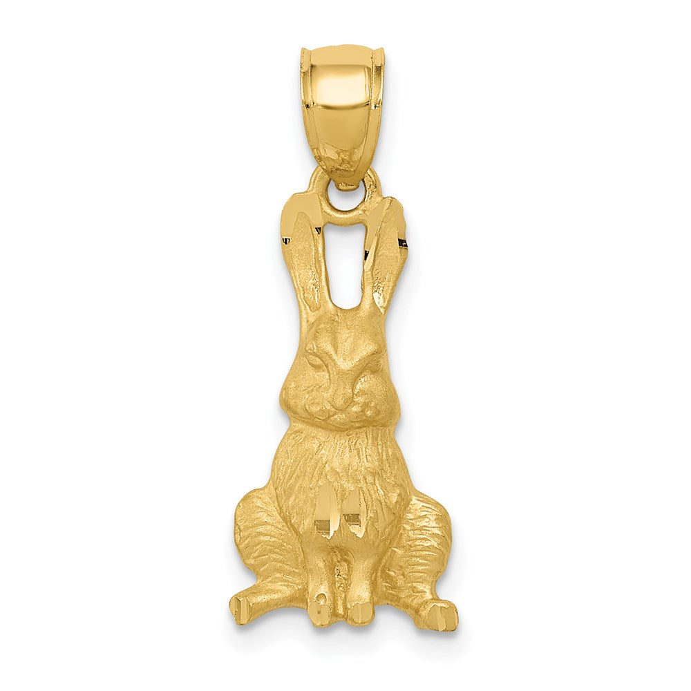 14K Diamond-cut Rabbit Pendant - Product Photo