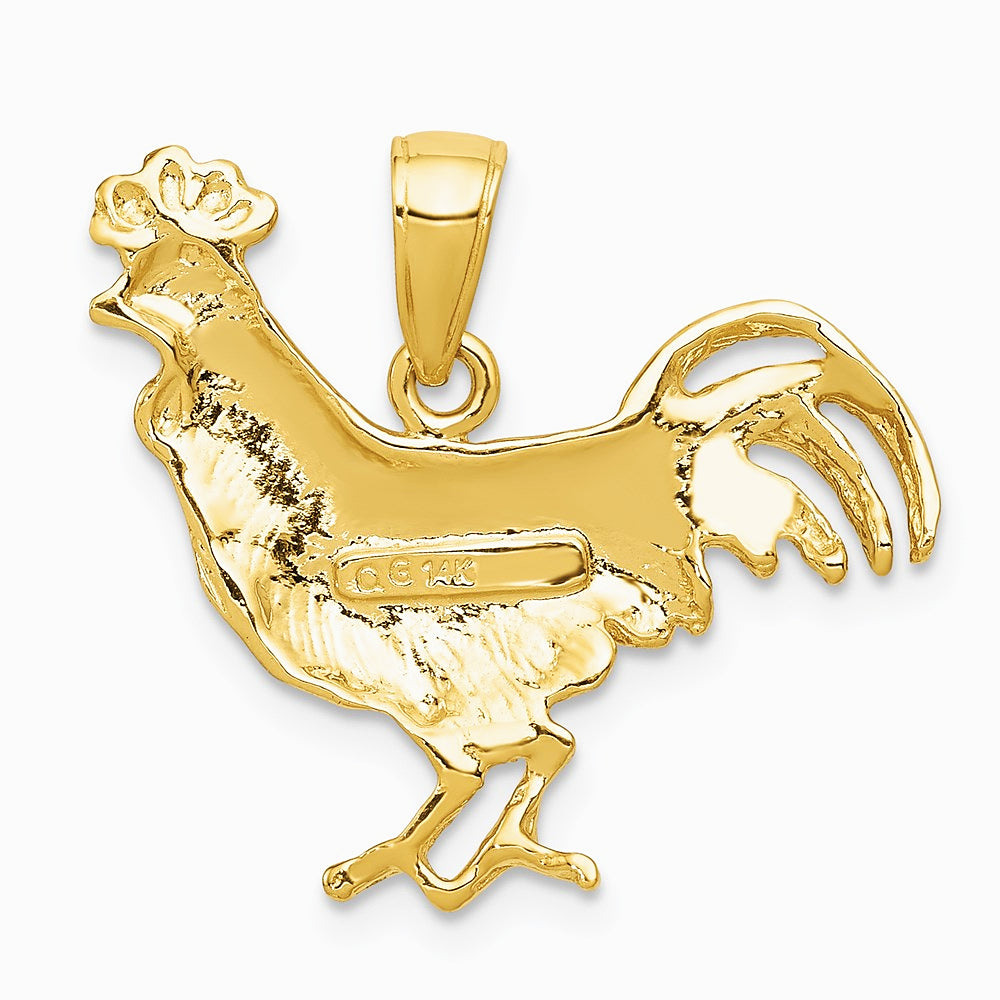 10K / 14K Yellow Gold Rooster Pendant - Product Photo