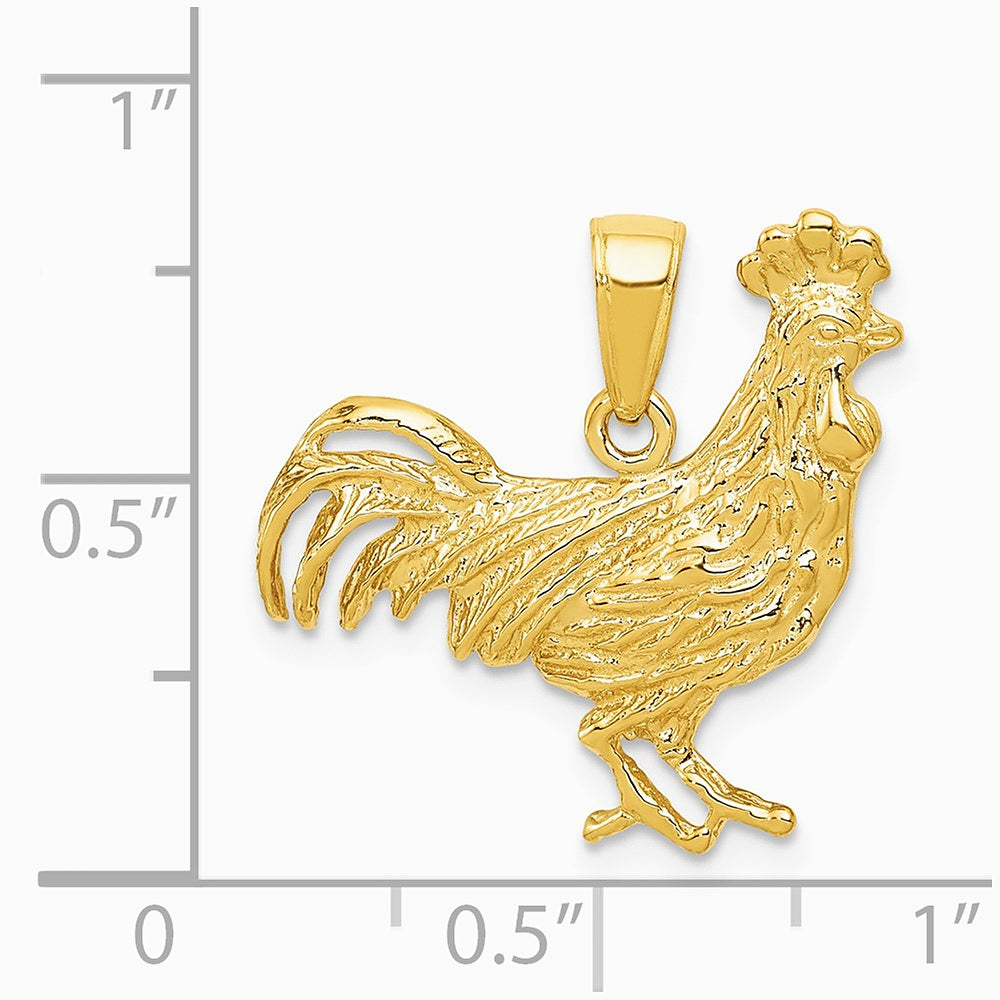 10K / 14K Yellow Gold Rooster Pendant - Product Photo