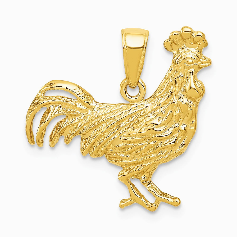 10K / 14K Yellow Gold Rooster Pendant - Product Photo