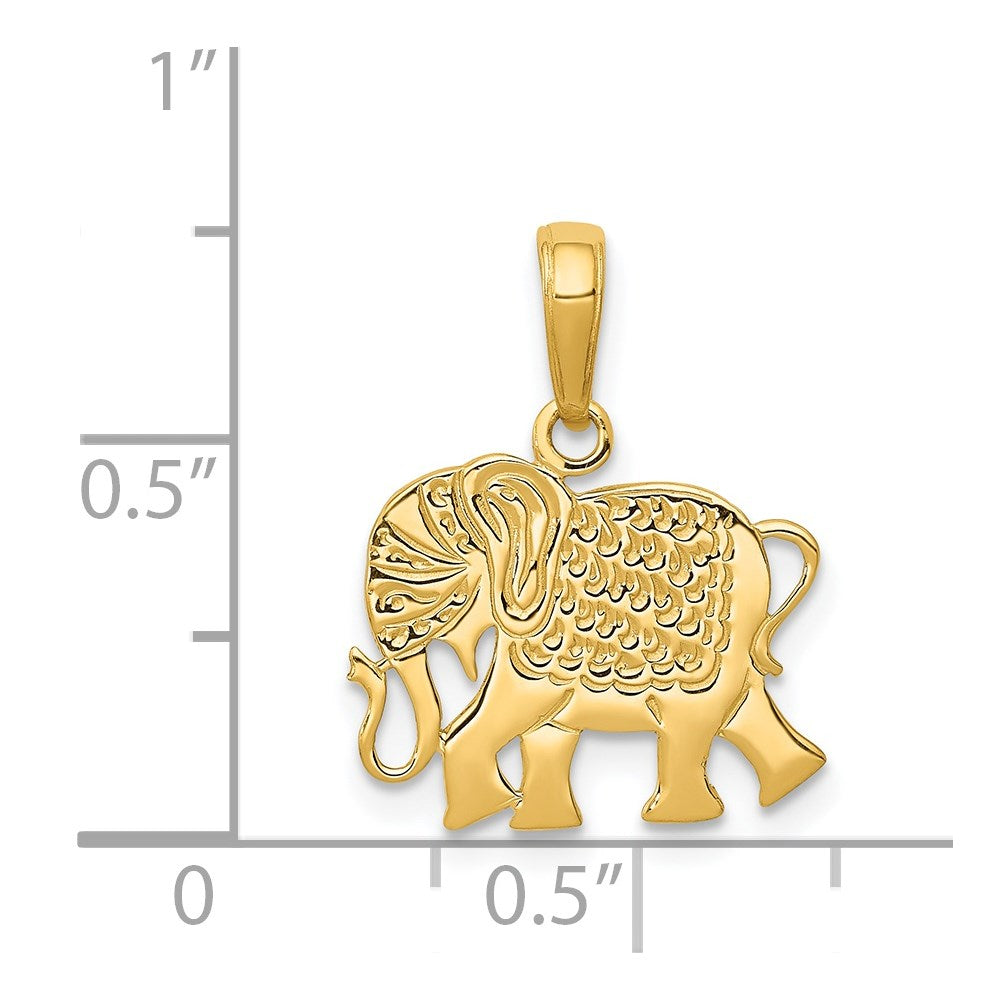 14k Textured Elephant Pendant - Product Photo