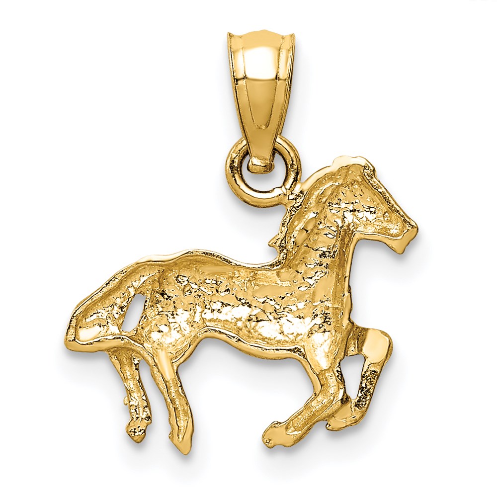 14K Diamond-cut Horse Pendant - Product Photo