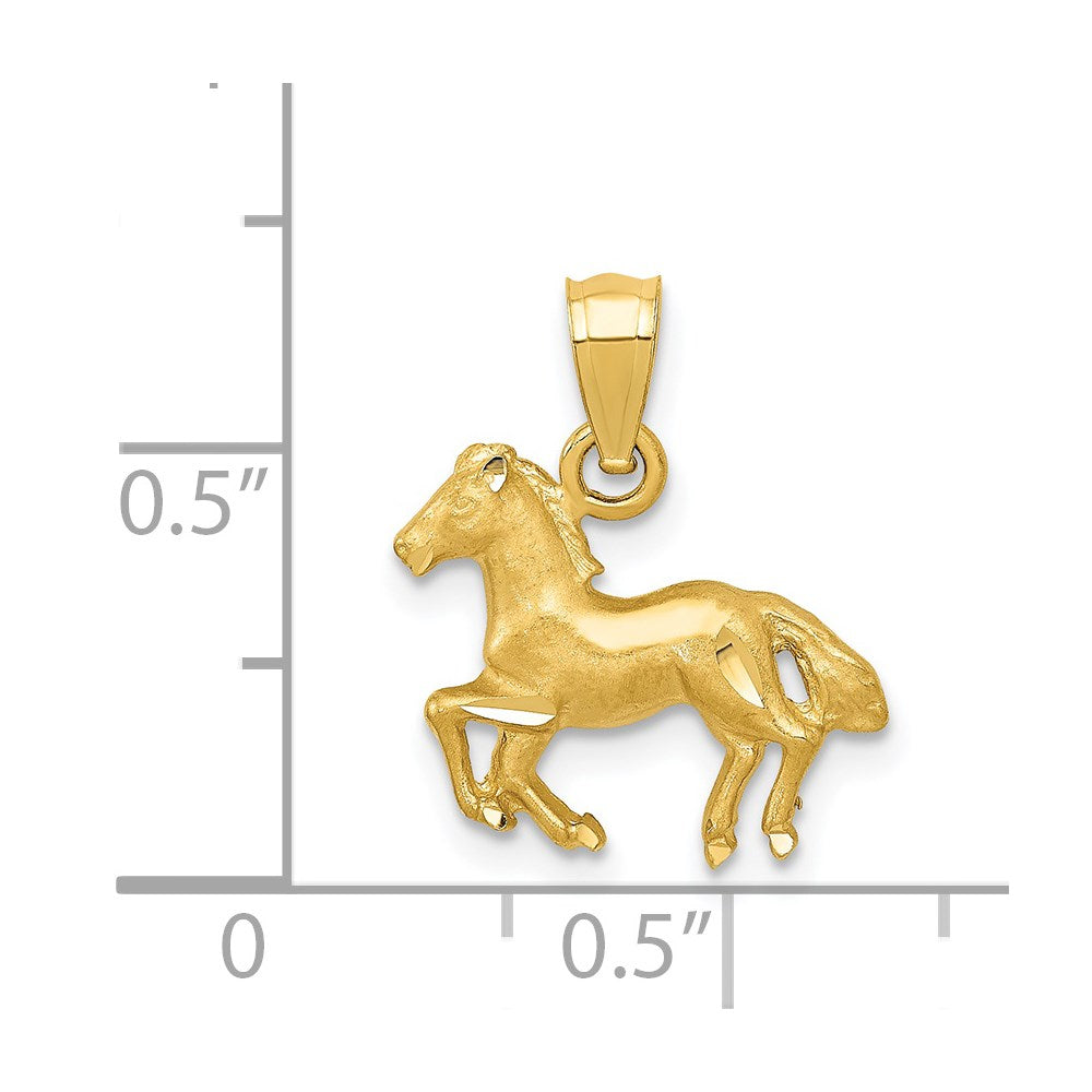 14K Diamond-cut Horse Pendant - Product Photo