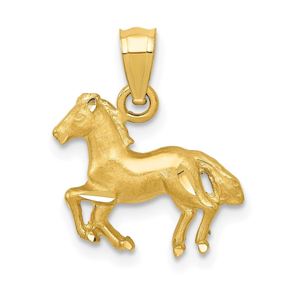 14K Diamond-cut Horse Pendant - Product Photo