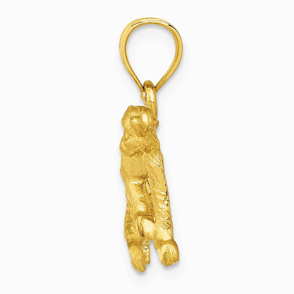 10K / 14K Yellow Gold Diamond-cut Monkey Pendant - Product Photo