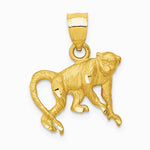 10K / 14K Yellow Gold Diamond-cut Monkey Pendant - Product Photo