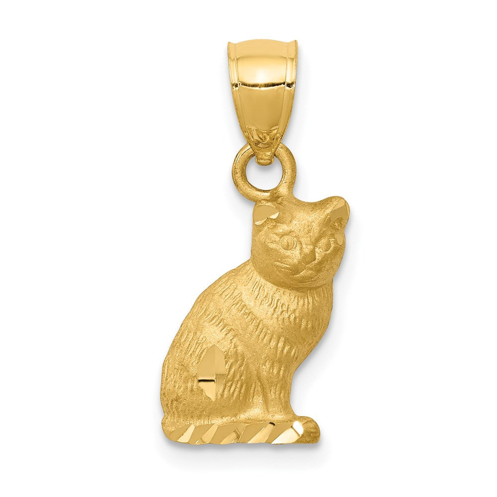 14K Diamond-cut Cat Pendant - Product Photo