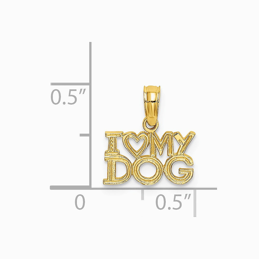 10K / 14K Yellow Gold I HEART MY DOG Charm - Product Photo