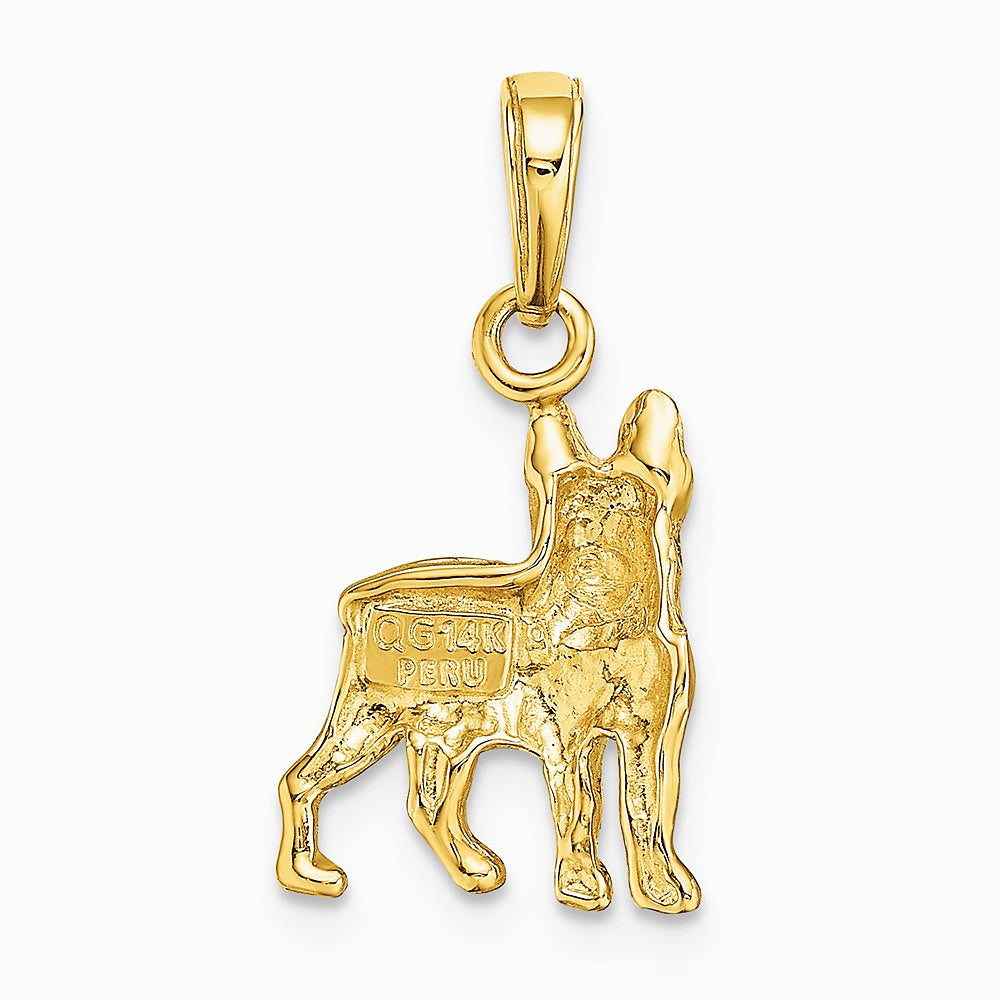 10K / 14K Yellow Gold Boston Terrier Dog Pendant - Product Photo