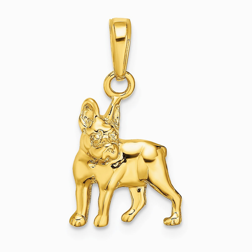 10K / 14K Yellow Gold Boston Terrier Dog Pendant - Product Photo