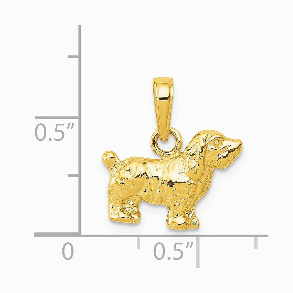 10K / 14K Yellow Gold Cocker Spaniel Dog Pendant - Product Photo
