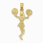 10K / 14K Yellow Gold Cheerleader with Pom-Poms Pendant - Product Photo