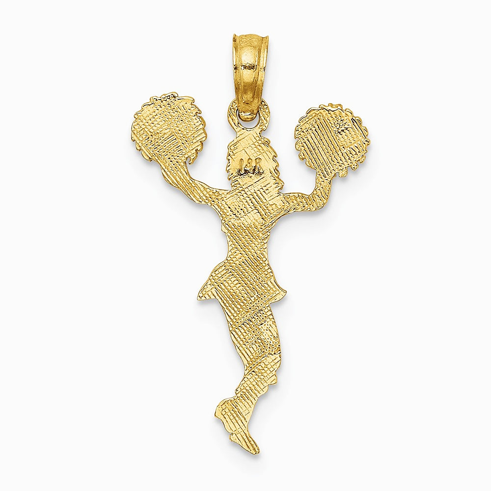 10K / 14K Yellow Gold Cheerleader with Pom-Poms Pendant - Product Photo