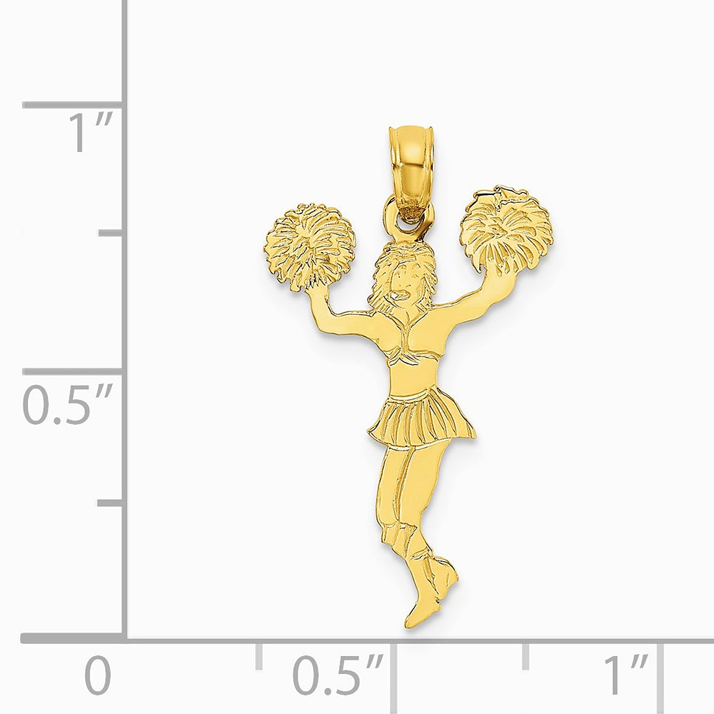 10K / 14K Yellow Gold Cheerleader with Pom-Poms Pendant - Product Photo