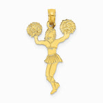 10K / 14K Yellow Gold Cheerleader with Pom-Poms Pendant - Product Photo