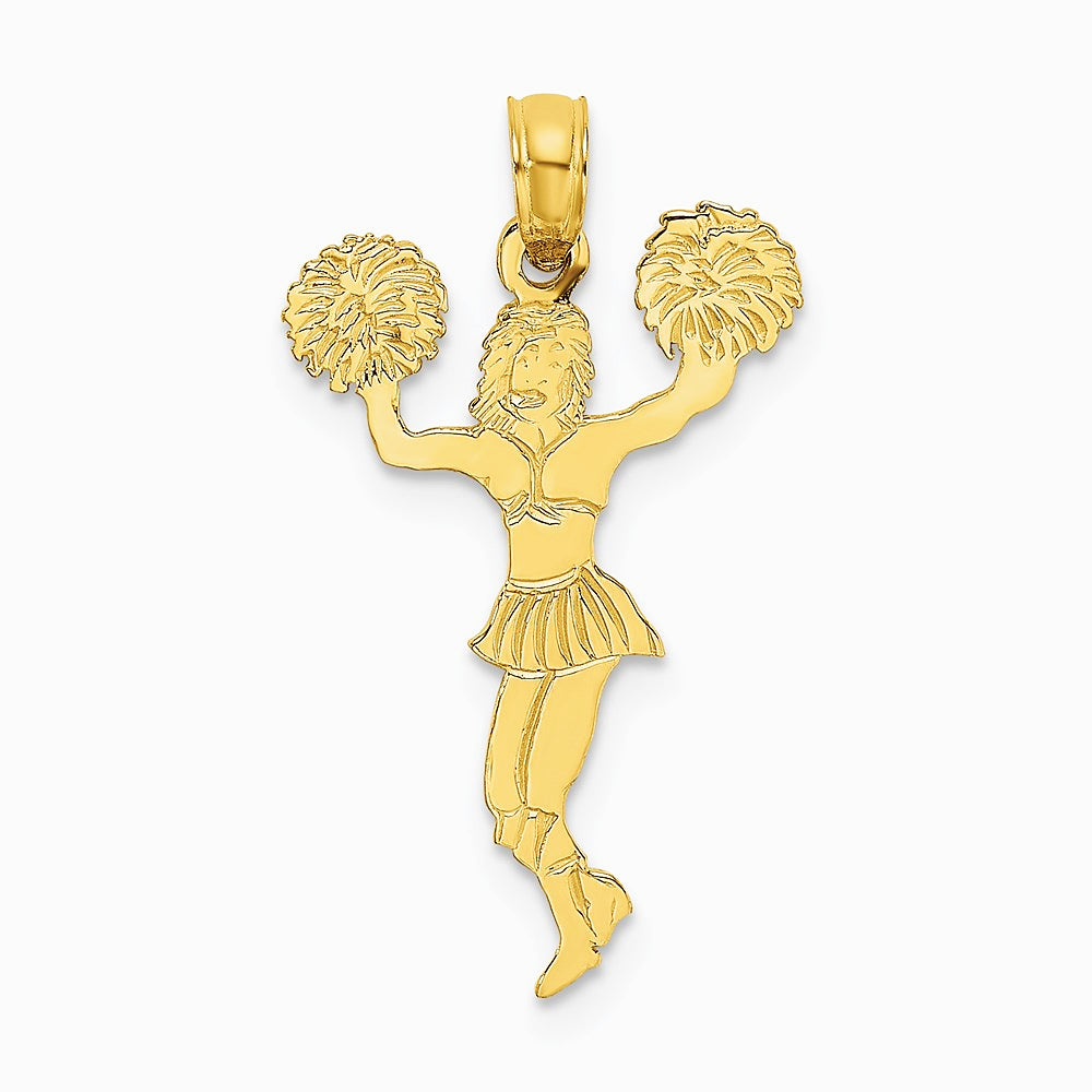 10K / 14K Yellow Gold Cheerleader with Pom-Poms Pendant - Product Photo