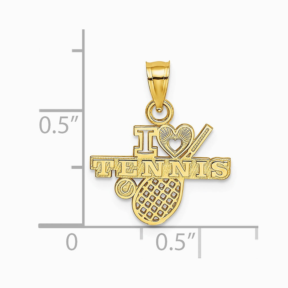 10K / 14K Yellow Gold I HEART TENNIS Charm - Product Photo