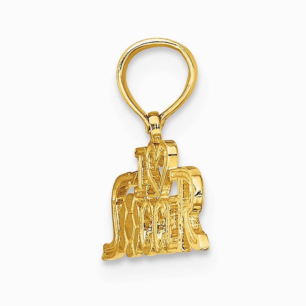 10K / 14K Yellow Gold I HEART SOCCER Charm - Product Photo