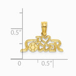 10K / 14K Yellow Gold I HEART SOCCER Charm - Product Photo