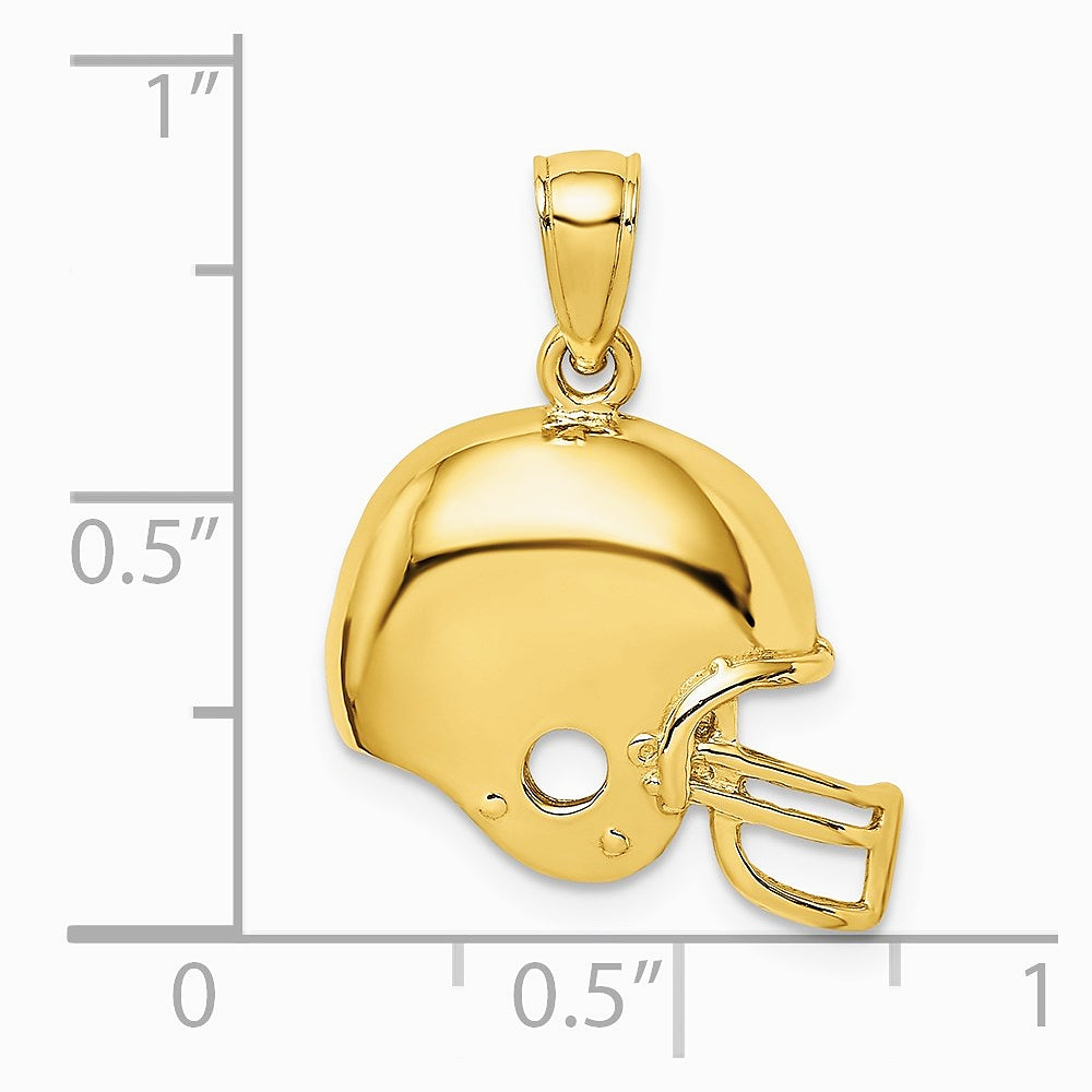10K / 14K Yellow Gold Football Helmet Pendant - Product Photo