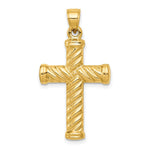 14k Reversible Diamond-cut Cross Pendant - Product Photo