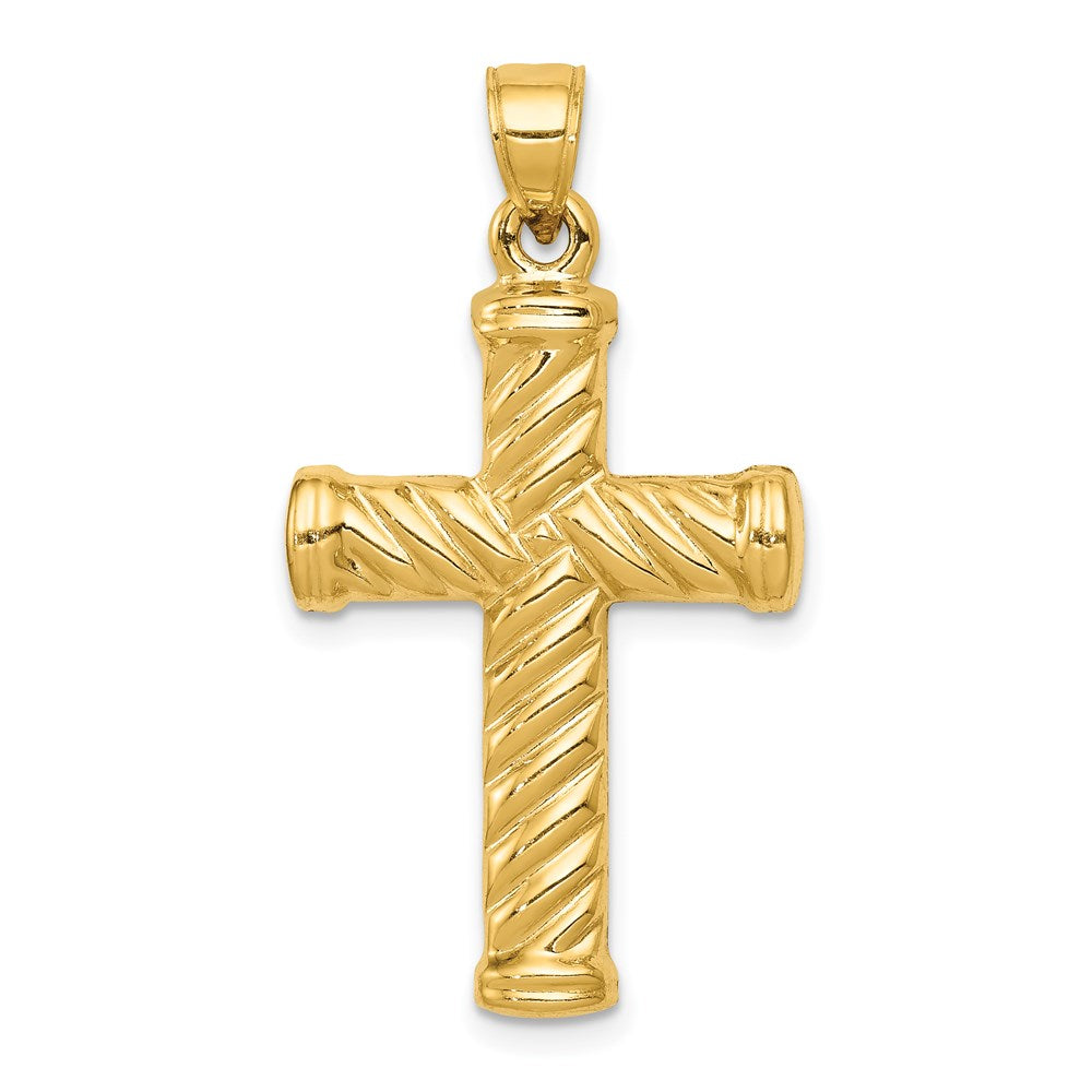 14k Reversible Diamond-cut Cross Pendant - Product Photo
