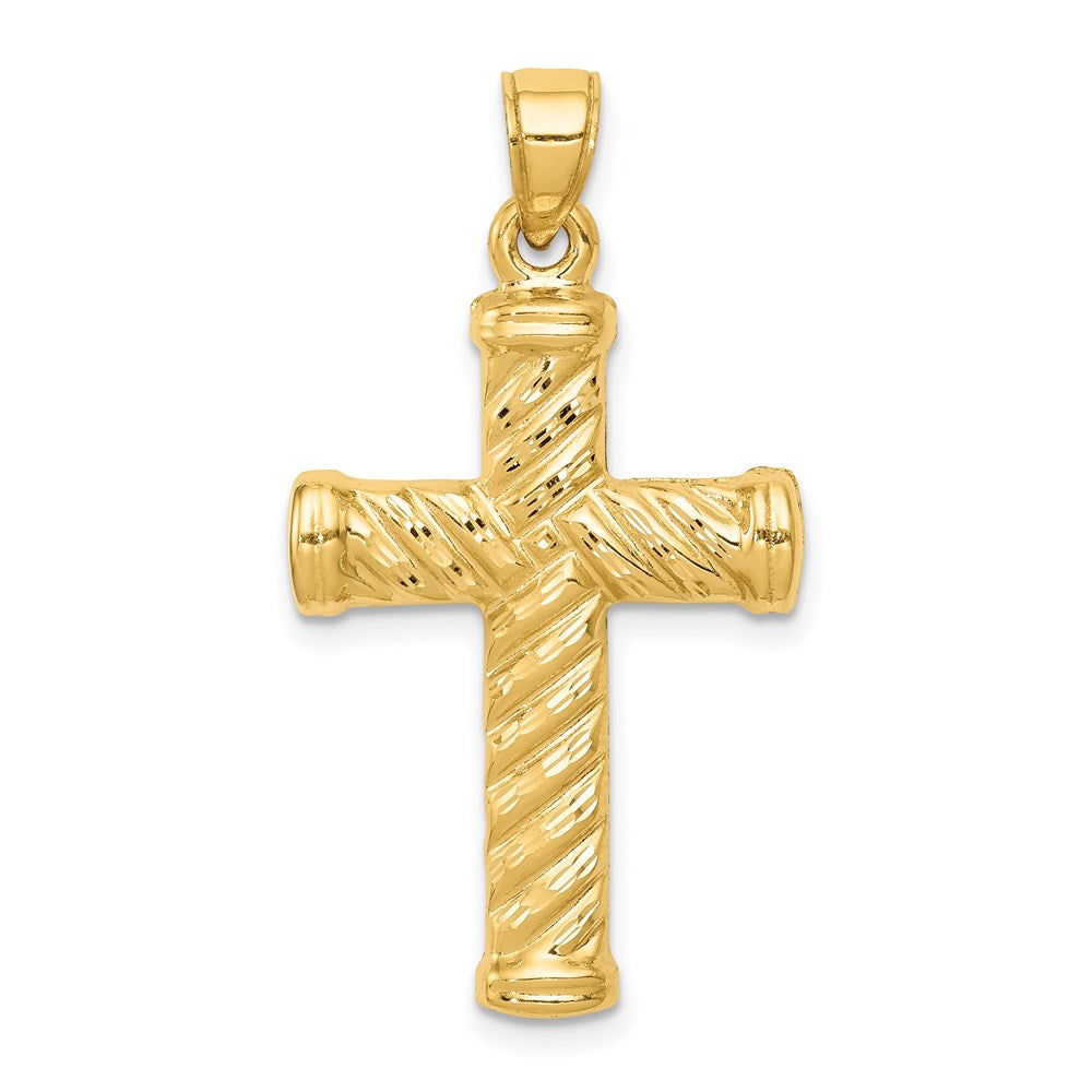 14k Reversible Diamond-cut Cross Pendant - Product Photo