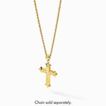 14K Yellow Gold Reversible Diamond-cut Cross Pendant - Product Photo
