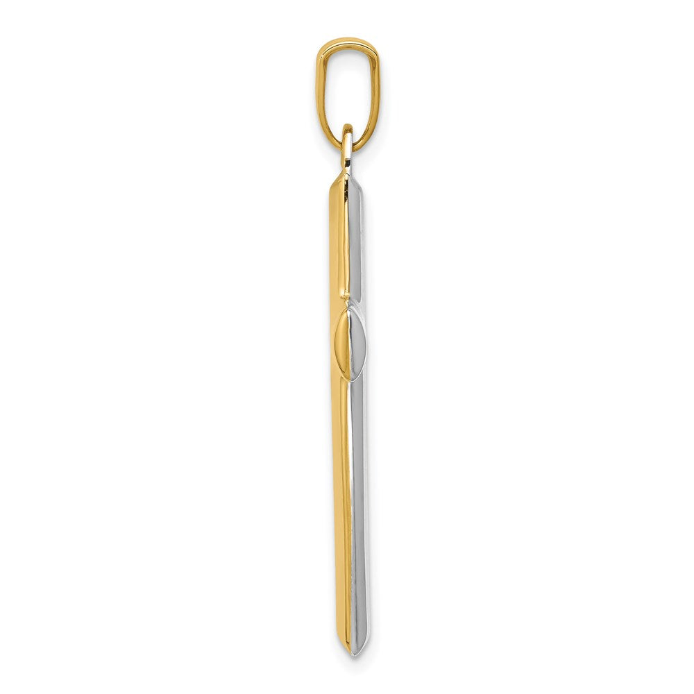 14K W/Rhodium Reversible Yellow/White Cross Pendant - Product Photo