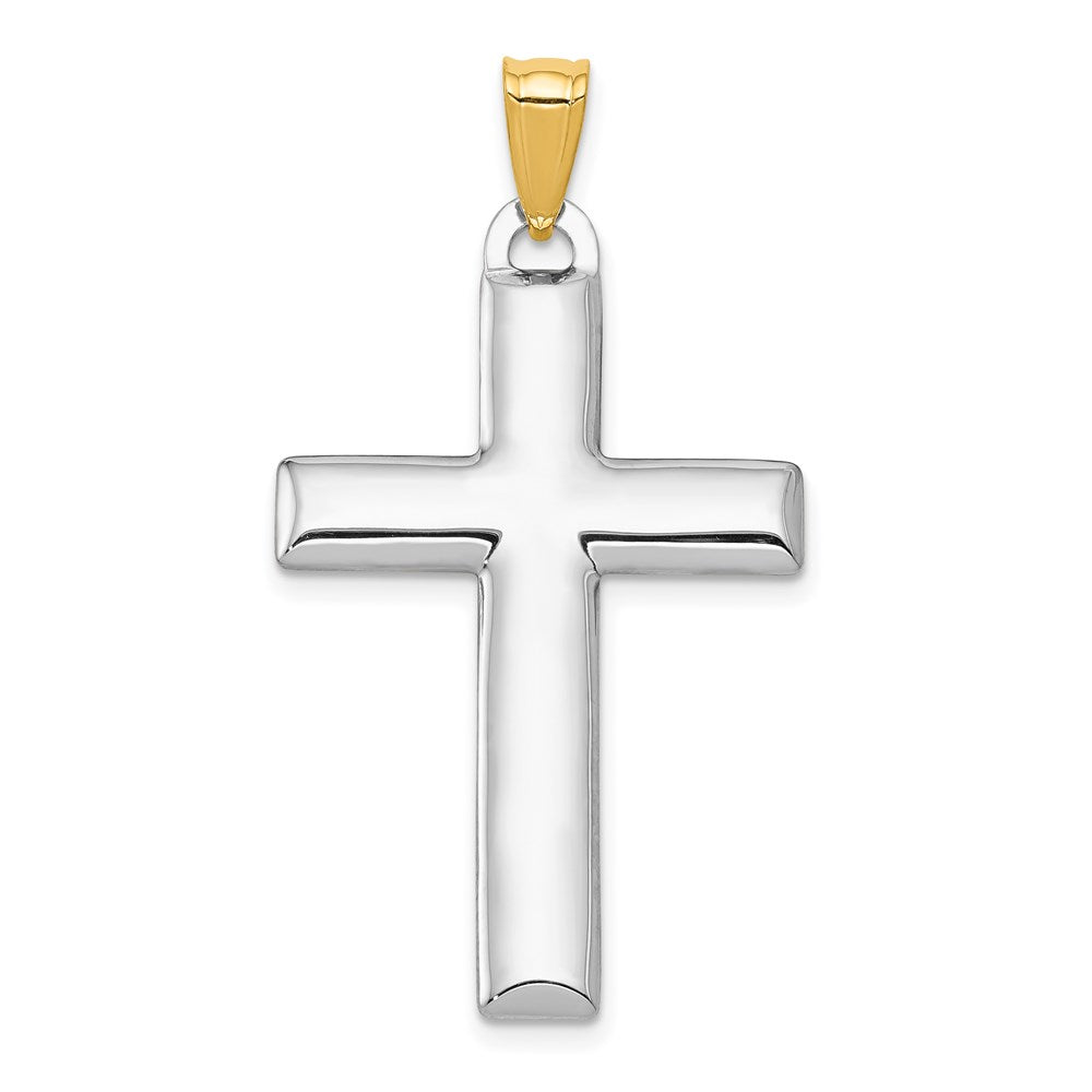 14K W/Rhodium Reversible Yellow/White Cross Pendant - Product Photo
