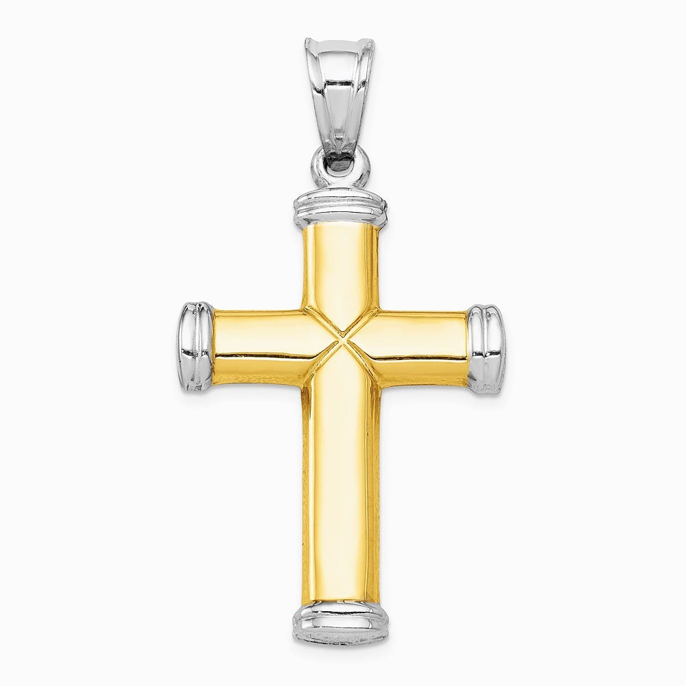 14K Two-Tone and Rhodium Reversible Cross - Product Photo