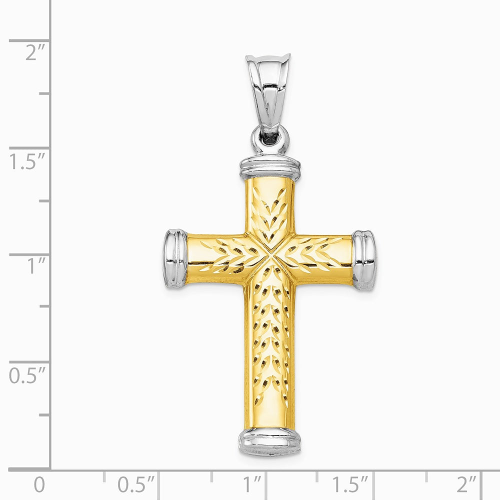 14K Two-Tone and Rhodium Reversible Cross - Product Photo