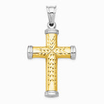 14K Two-Tone and Rhodium Reversible Cross - Product Photo