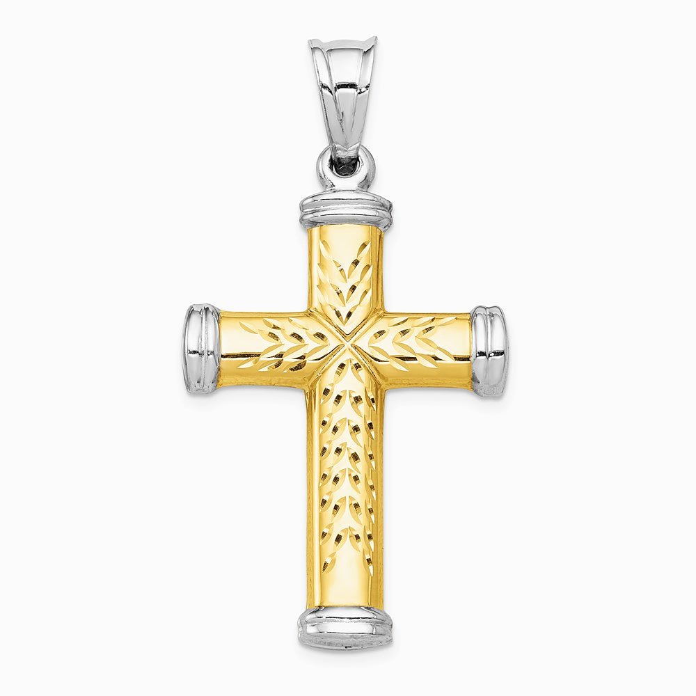 14K Two-Tone and Rhodium Reversible Cross
