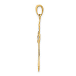 14K Yellow & Rhodium with Rhodium Textured Cross Pendant - Product Photo