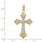 14K Yellow & Rhodium with Rhodium Textured Cross Pendant - Product Photo