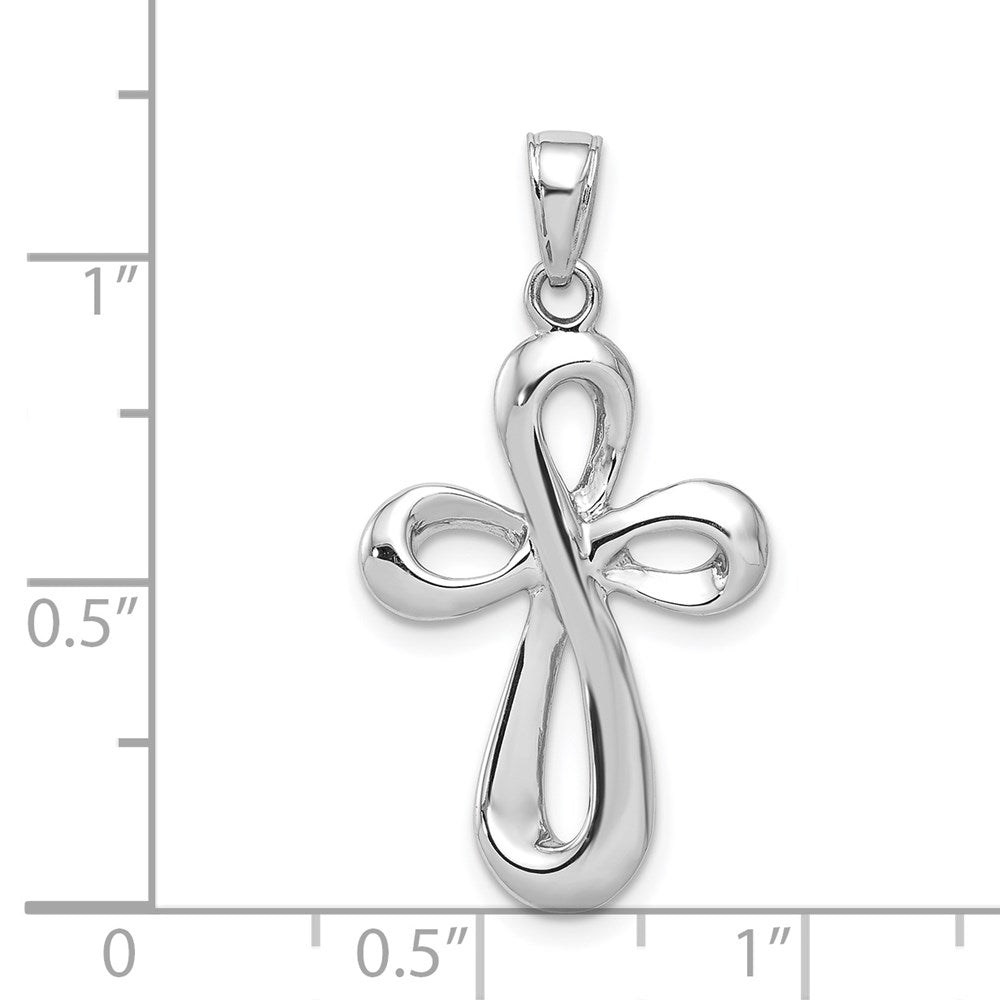 14K White Gold Cross Pendant - Product Photo