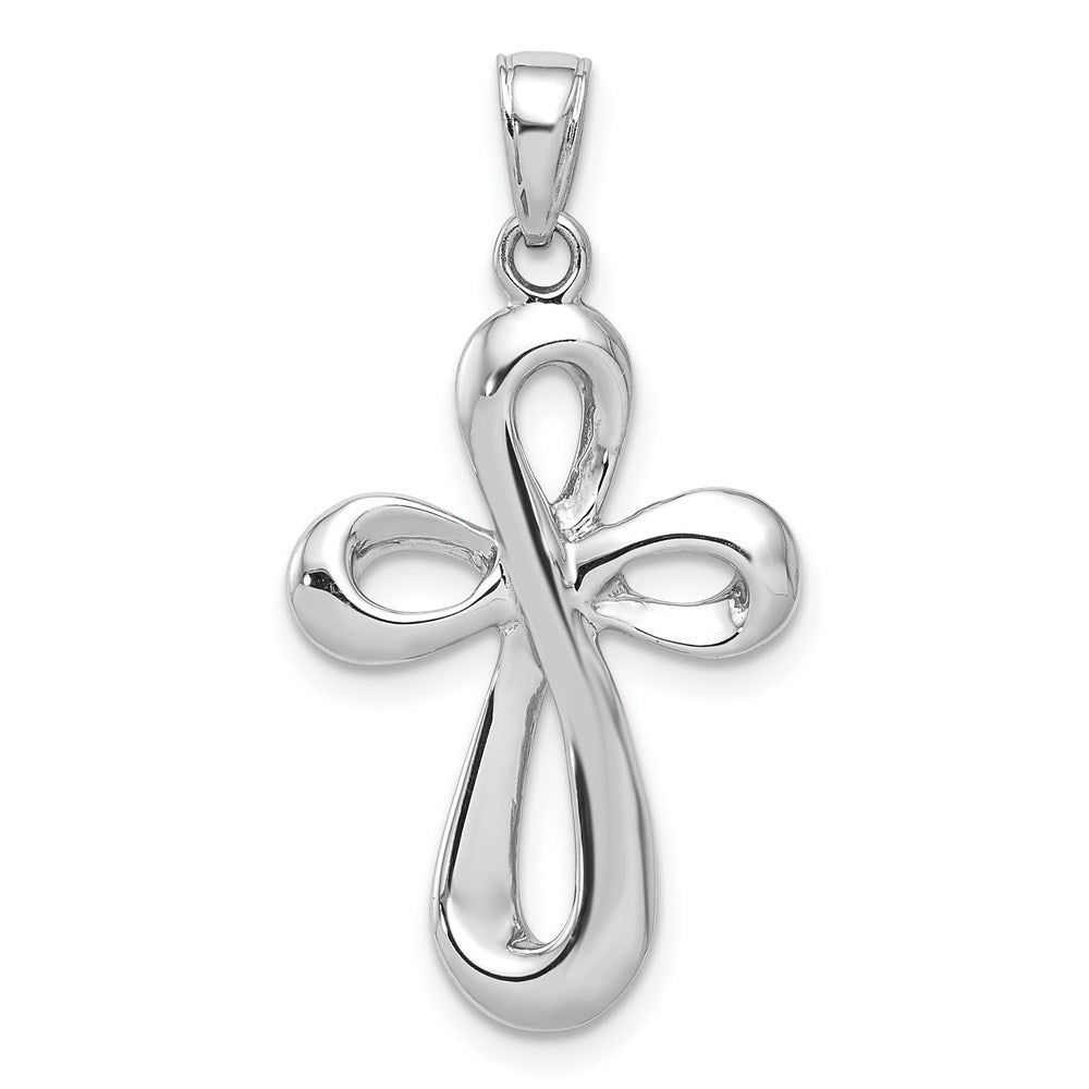 14K White Gold Cross Pendant - Product Photo