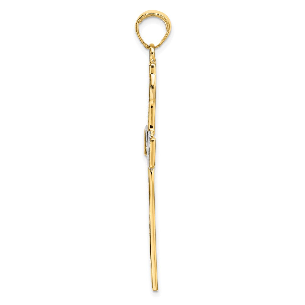 14K Yellow & Rhodium with Rhodium HOPE FAITH LOVE BELIEVE Cross Pendant - Product Photo