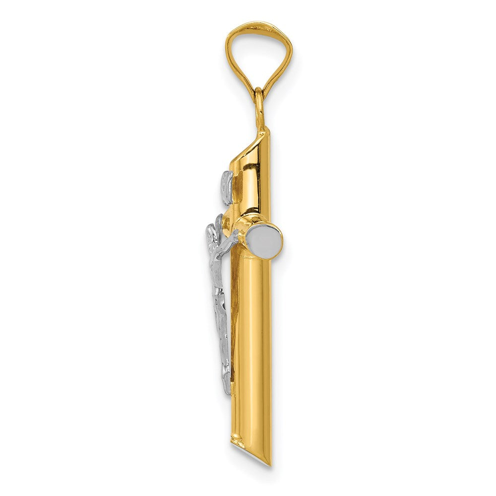 14K Two-Tone w/Rhodium Inri Crucifix Pendant - Product Photo