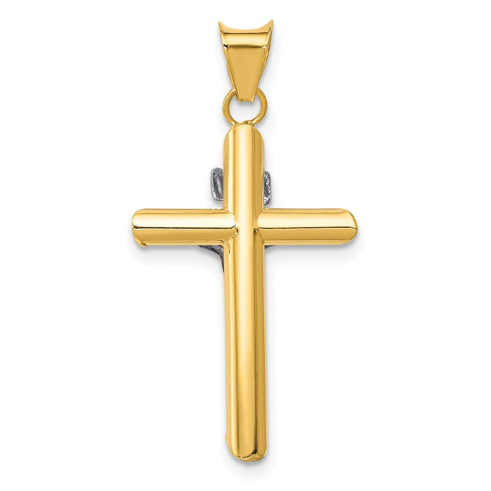 14K Two-Tone w/Rhodium Inri Crucifix Pendant - Product Photo