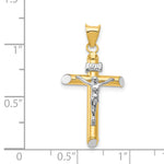 14K Two-Tone w/Rhodium Inri Crucifix Pendant - Product Photo