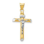 14K Two-Tone w/Rhodium Inri Crucifix Pendant - Product Photo