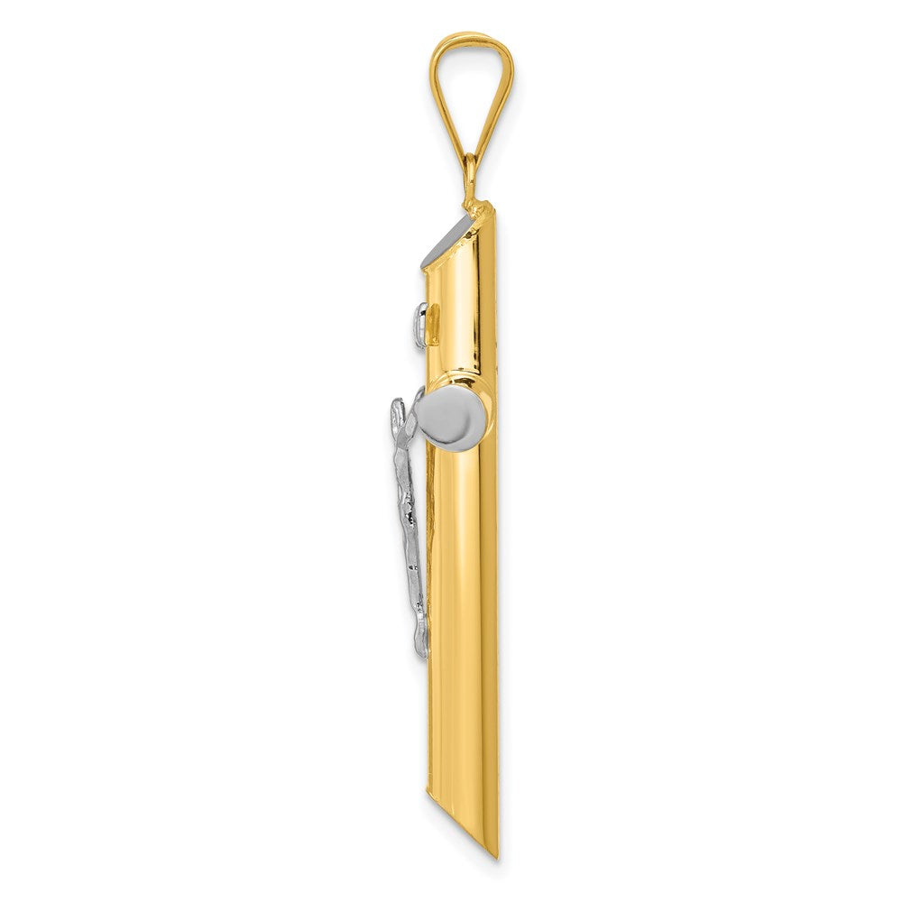 14K Two-Tone w/Rhodium Inri Crucifix Pendant - Product Photo
